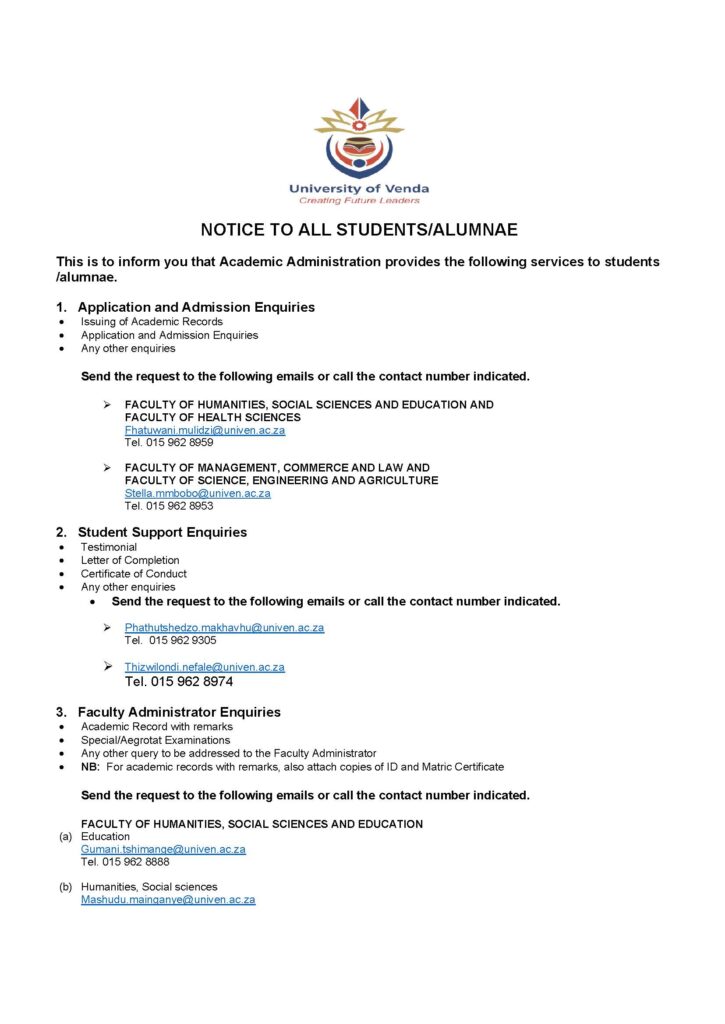 NOTICE TO ALL STUDENTS/ALUMNAE